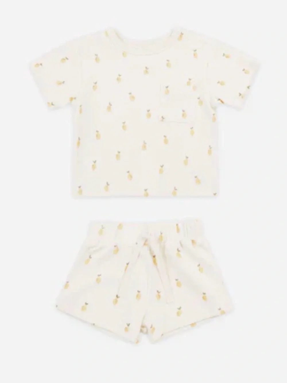 Quincy Mae Boxy Pocket Tee and Short Set - Lemons 4/5Y Organic Cotton